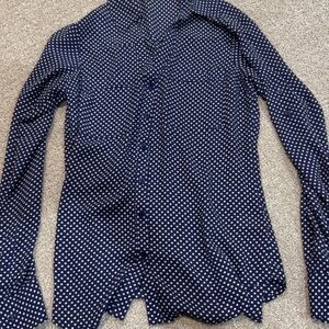 Express Navy Polka Dot Blouse
